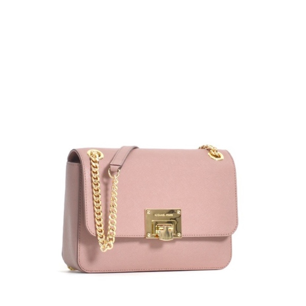 Michael Kors Dusty Rose and Gold Shoulder Bag with Signature Lock